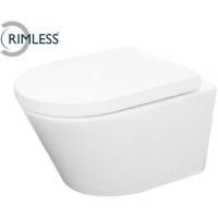 Wiesbaden Vesta Wandcloset Rimless met Vesta Toiletzitting - Softclose en Quick Release - Glans Wit