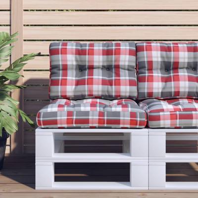 VidaXL Palletkussen 60x40x12 cm stof ruitpatroon rood