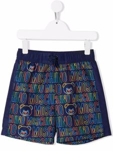 Moschino Kids short de bain à motif monogrammé - Bleu