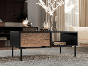 Rechthoekige salontafel HEPRANI 100 cm walnoot bruin/zwart