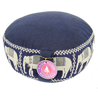 Meditatiekussen donkerblauw olifanten opdruk - Katoen - Boekweit - 33x17 - Donker blauw - thumbnail