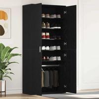 Schoenkast Zwart Eiken 80x39x180 cm Gelaagd Hout