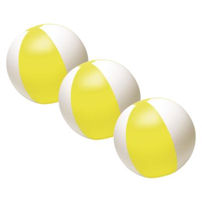 Impression Strandbal - 3x - opblaasbaar - zwembad speelgoed - geel/wit - D26 cm Impression Strandbal - 3x - opblaasbaar - zwembad speelgoed - geel/wit - D26 cm
