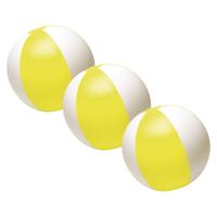 Impression Strandbal - 3x - opblaasbaar - zwembad speelgoed - geel/wit - D26 cm