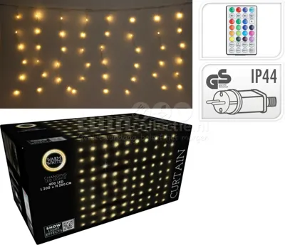 Gordijnverlichting 400 LED 200x200cm WW
