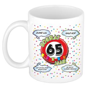 Verjaardag cadeau mok 65 jaar - wit - ouwe lul - 300 ml - keramiek