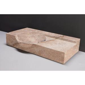 Forzalaqua Laguna wastafel 80x40x12cm Rechthoek 1 kraangat Natuursteen Travertin gezoet 100362