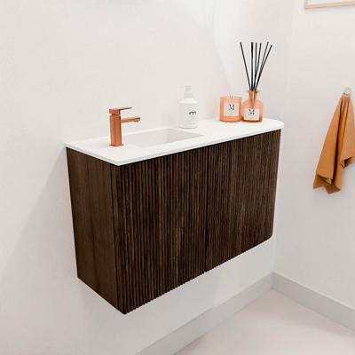 Toiletmeubel Mondiaz Joya | 71.6 cm | Meubelkleur Walnut | Faye wastafel Talc Links | 1 kraangat Toiletmeubel Mondiaz Joya | 71.6 cm | Meubelkleur Walnut | Faye wastafel Talc Links | 1 kraangat