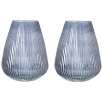 Set van 2x Excellent Houseware glazen vaas / bloemen vazen - blauw - 25 x 37 cm Set van 2x Excellent Houseware glazen vaas / bloemen vazen - blauw - 25 x 37 cm
