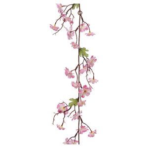 Kunstbloem/bloesem takken slinger - roze - 187 cm   -