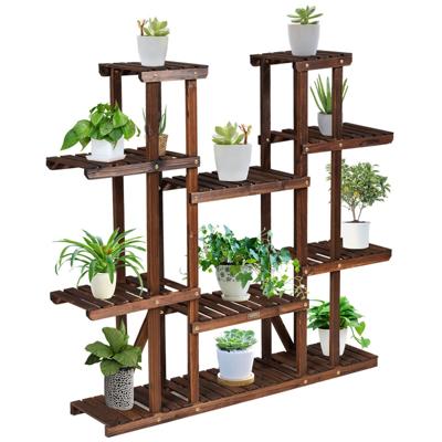 9 Lagen Houten Plantenstandaard Bloemenrek Plantenrek 125 x 25 x 114 cm Bruin