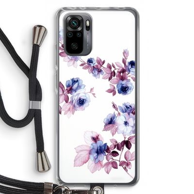 Waterverf bloemen: Xiaomi Redmi Note 10 Pro Transparant Hoesje met koord