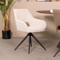 LABEL51 Eetkamerstoel Finley - Champagne - Boucle - Zwart Metalen Frame