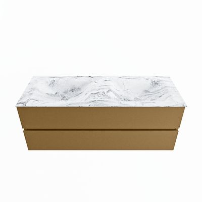 MONDIAZ VICA-DLUX 130cm badmeubel onderkast Oro 2 lades. Inbouw wastafel CLOUD dubbel 2 kraangaten, kleur Glace.