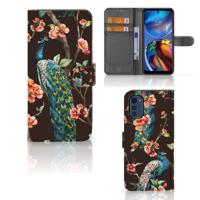 Motorola Moto E32 | Moto E32s | Telefoonhoesje | Met pasjeshouder | Pauw met Bloemen Motorola Moto E32 | Moto E32s | Telefoonhoesje | Met pasjeshouder | Pauw met Bloemen