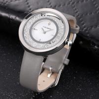 CAGARNY waterbestendig Fashion 6878 vrouwen Quartz Wrist Watch with leder Band(Grey+Silver)