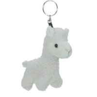 Alpaca mini knuffel sleutelhanger 12 cm wit - thumbnail