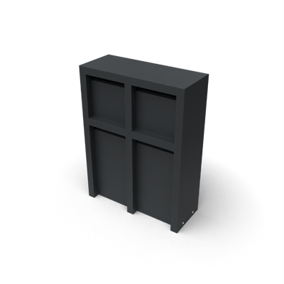 Litru Quatro zwart Brievenbus met 4 bussen L75 x B30 x H100 cm - Geroba