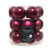 18x stuks kleine glazen kerstballen framboos roze (magnolia) 4 cm mat/glans   -
