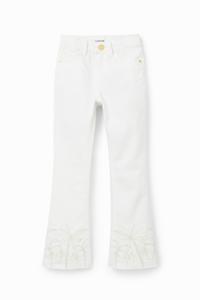 Lange flared jeans met borduursels - WHITE - 13/14