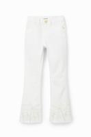 Lange flared jeans met borduursels - WHITE - 9/10