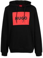 HUGO hoodie à logo imprimé - Noir - thumbnail