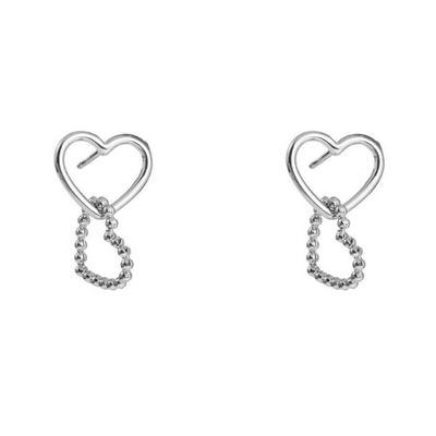 Go Dutch Label Oorringen Big Double Dot Hearts Zilver