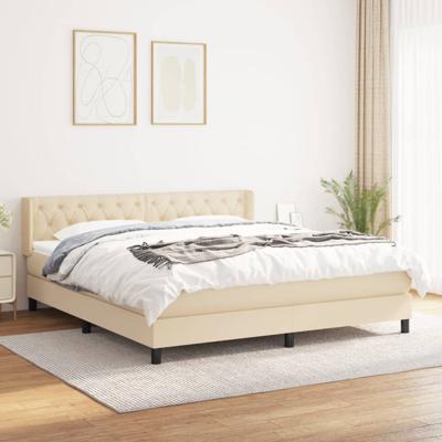 Boxspring met matras stof crèmekleurig 160x200 cm