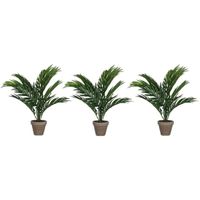 3x Groene Areca palm kunstplant  in pot 40 cm woonaccessoires/woondecoraties   -