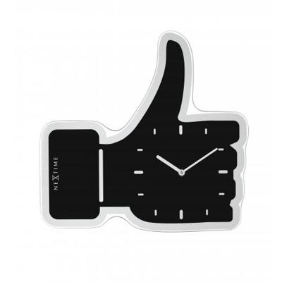 NeXtime klok 3072zw thumbs up, 40.5x41.cm, wall, black/ silver