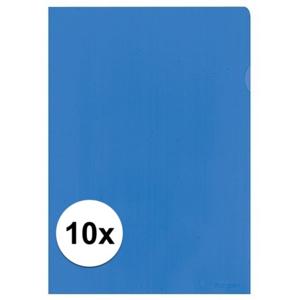 10x stuks documenten Insteekmapjes - blauw - A4 formaat - 21 x 30 cm - Kantoorartikelen