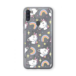 Rainbow Unicorn: Samsung Galaxy A11 Transparant Hoesje