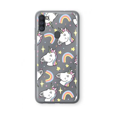 Rainbow Unicorn: Samsung Galaxy A11 Transparant Hoesje