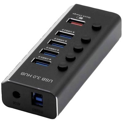 Roline USB 3.1 Gen 1-hub 4 + 1 poorten Zwart