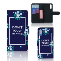 Huawei P20 Portemonnee Hoesje Flowers Blue DTMP - thumbnail