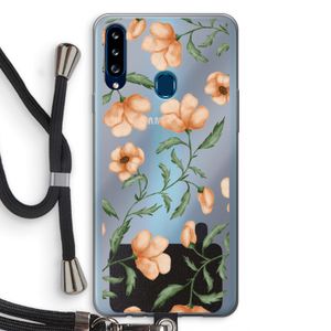 Peachy flowers: Samsung Galaxy A20s Transparant Hoesje met koord