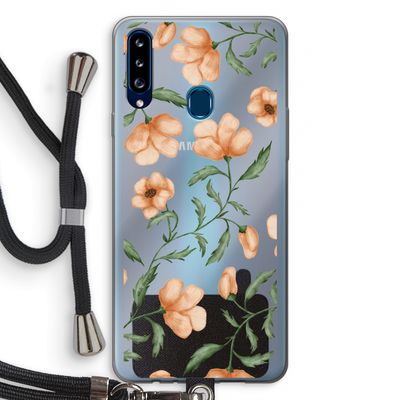Peachy flowers: Samsung Galaxy A20s Transparant Hoesje met koord