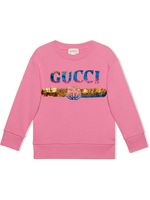 Gucci Kids sweat à capuche à logo imprimé - Rose