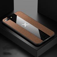 Voor OPPO R11 XINLI stiksels doek Textue schokbestendig TPU beschermhoes (bruin)