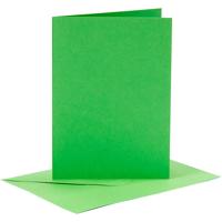 Kaarten en enveloppen, afmeting kaart 10,5x15 cm, afmeting envelop 11,5x16,5 cm, 110+220 gr, groen, 6 set/ 1 doos