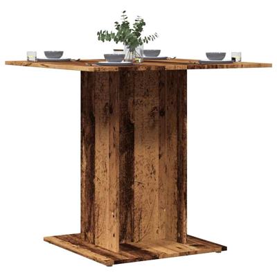 Eettafel 80x80x75 cm bewerkt hout oud houtkleurig