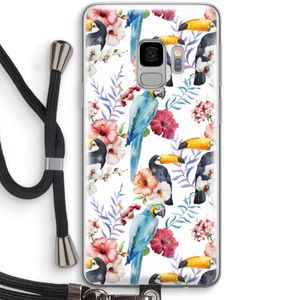 Bloemen tukan: Samsung Galaxy S9 Transparant Hoesje met koord
