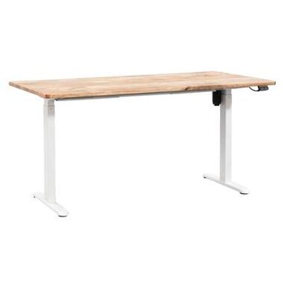 Bureau Homeworx zit/sta elektrisch verstelbaar - mangohout/wit - 75/118x160x80 cm - Leen Bakker