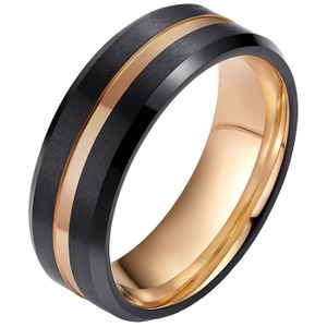 Wolfraam heren ring Zwart met Rose 8mm-18mm