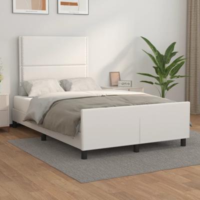 Bedframe met hoofdbord kunstleer wit 120x200 cm