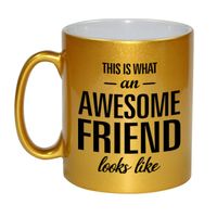 Awesome friend cadeau mok / beker goud voor vriend of vriendin 330 ml