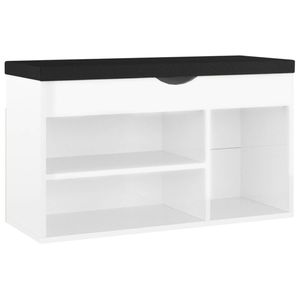 vidaXL Schoenenbank met kussen 80x30x47 cm spaanplaat hoogglans wit