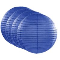 6x stuks luxe bol lampionnen donker blauw 35 cm - thumbnail