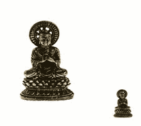 Minibeeldje Boeddha Vairochana Messing - 3 cm - thumbnail