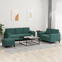 3-delige Loungeset met kussens fluweel donkergroen